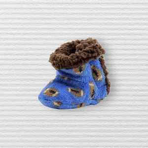 Skidders Infant Boy's Football Toss Blue Plush Booties Slippers Shoes- 12 months